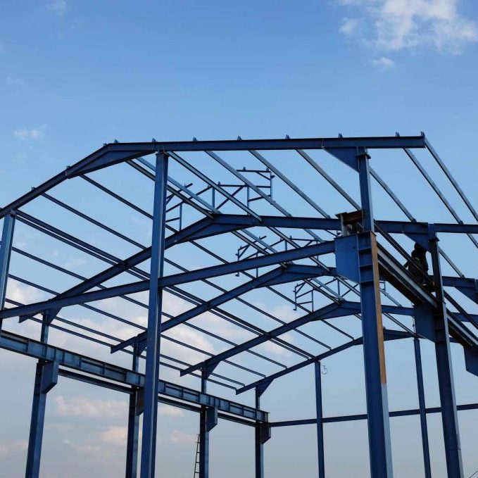 Steel structure of a new industrial building